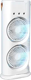 Mini Climatizador de Ar Portátil, 3 em 1 Umidificador e Purificador, LED Duplo Reservatório 280ml, USB 10W, Controle de Velocidade, 37x16.5x7.5cm