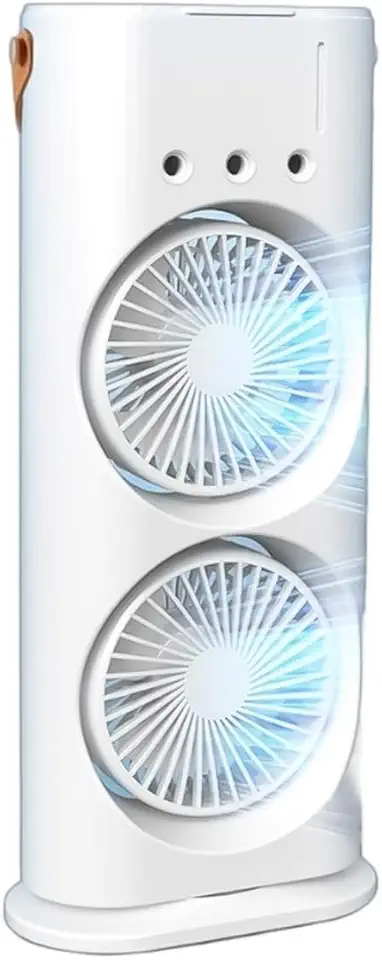 Mini Climatizador de Ar Portátil, 3 em 1 Umidificador e Purificador, LED Duplo Reservatório 280ml, USB 10W, Controle de Velocidade, 37x16.5x7.5cm