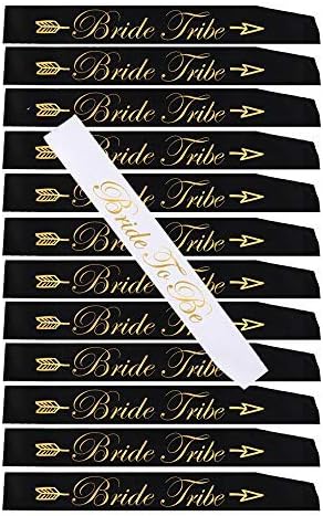 13 Pack sash Set:1 Bride to be sash,12 Bride Tribe,Team Bride sash Set for Bridesmaids,Maid of Honor,Bridal Shower and Hen Party Decorations,Favors, Gifts,Accessories,Supplies