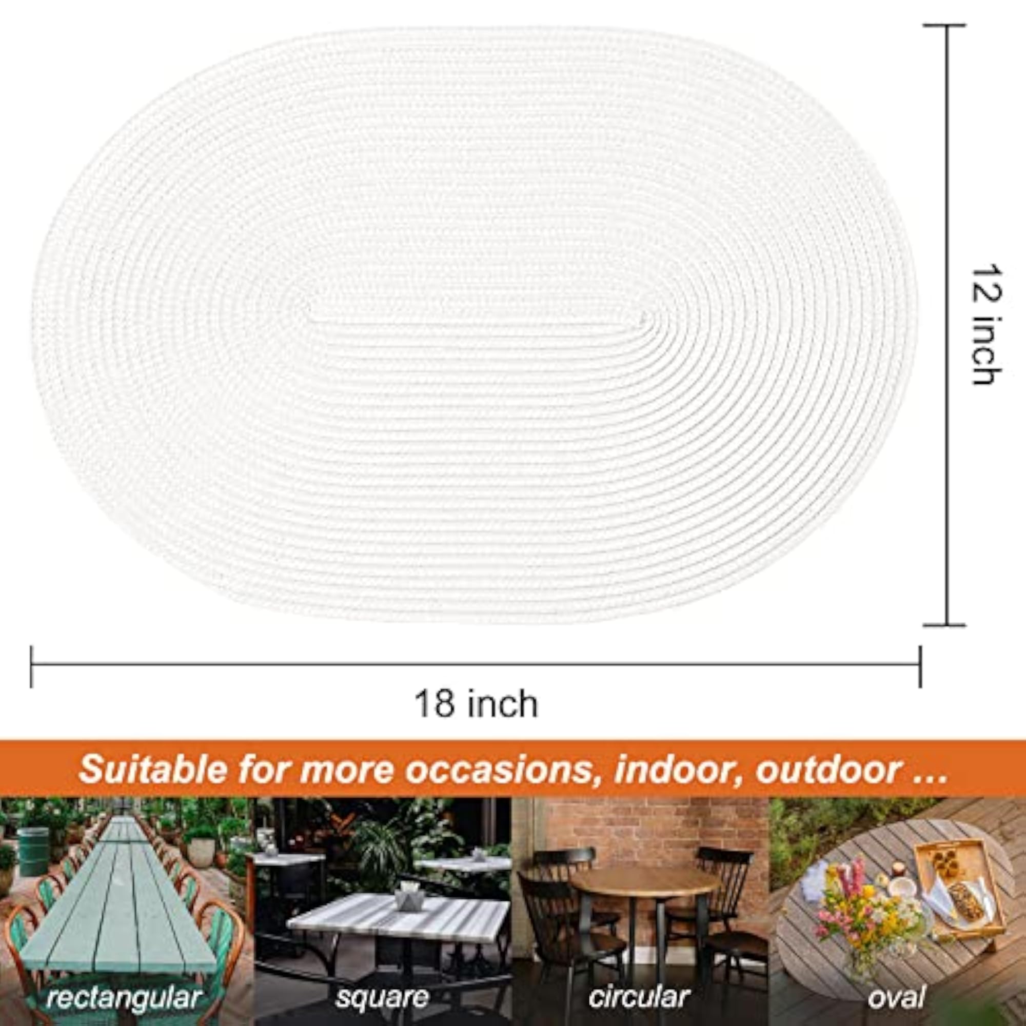 Placemats Set of 8 for Dining Table Washable Woven Vinyl