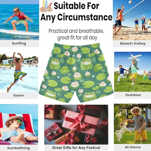visesunny Summer Boy's Beach Shorts Pond Flower Frog Pattern Quick Dry Swim Trunks Baby Boy Bathing Suit2