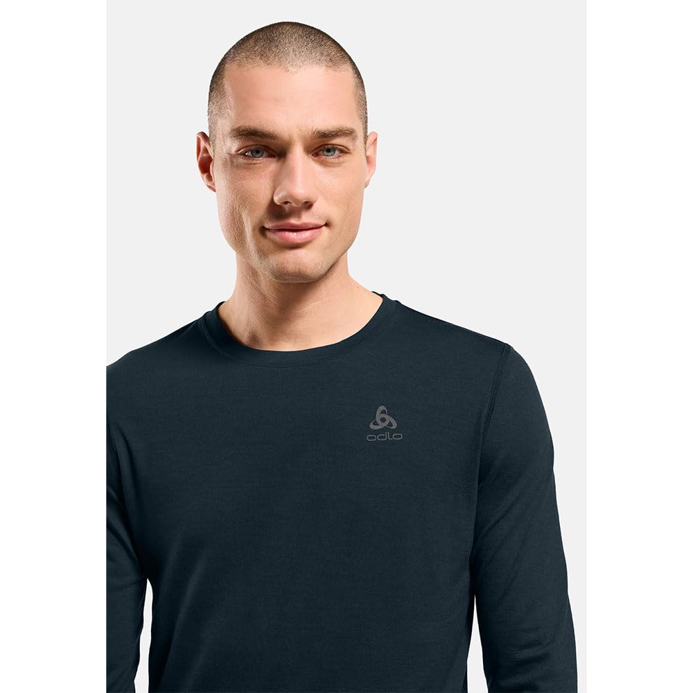 Odlo Intimo Termico da Uomo in Lana Merino 200, Maglia Termica a Maniche Lunghe, con Scollo Rotondo, da Uomo