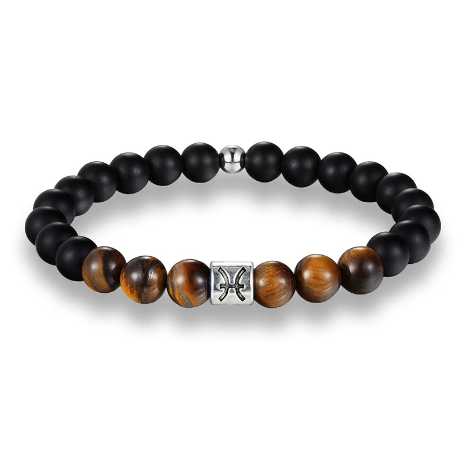 12 Segni zodiacali Costellazione Bracciale con ciondoli Uomo Donna Moda Occhio di tigre Braccialetti con perline di pietra Vergine Leone Bilancia Coppia gioielli  36