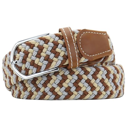 Image of Multicolored Elastic Woven Golf Belts Casual Braided Stretch Belt for Men and Women