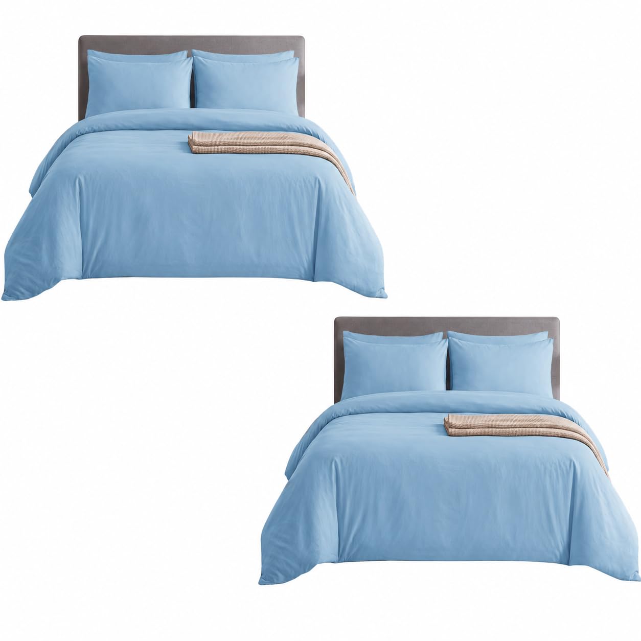MOONLIGHT20015 Double Duvet Set Pack of 2, Light Blue Premium Bedding Sets