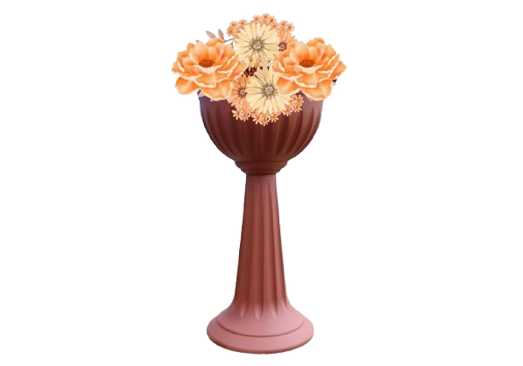 Kyy'z Terracotta Large Urn Planter Plastic Plant Flower Pots Nursery Pot Large Barrel Tub Planters Outdoor Garden Strong Tall | No Drainage Holes Lightweight Sturdiness Weather Resistant | 75Cm (1, )