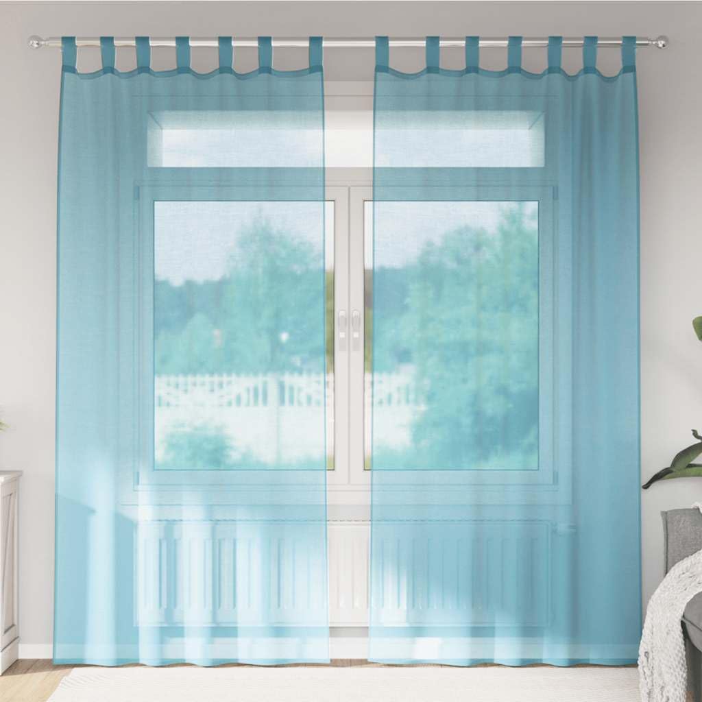 Rideaux en voile turquoise 140x225 cm tamisants pour le salon et la chambre
