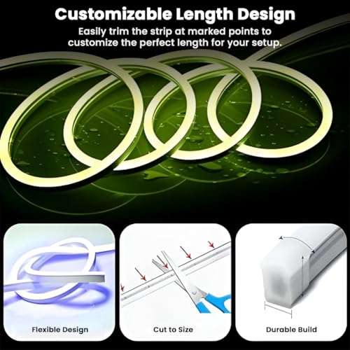 Image of Neon USB Strip Light, 2 Meter, 5V Adapter - 200+ Dynamic Modes, Music Sync, App & Motion Sensor Control, USB-C, Flexible Waterproof LED Rope Light (RGB-2M)