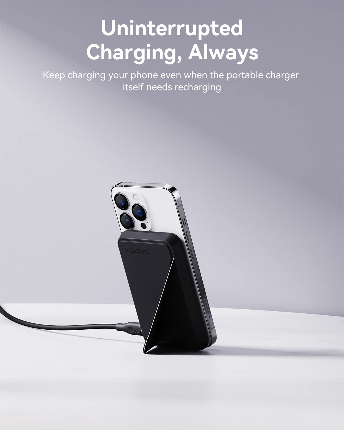 Amazon.com: VOLTME Magnetic Power Bank,5,000mAh Foldable Magnetic Wireless  Portable Charger with Stand and USB-C Port (On The Side),Only for iPhone  16/15/14/13/12 Series-Charcoal : Cell Phones & Accessories