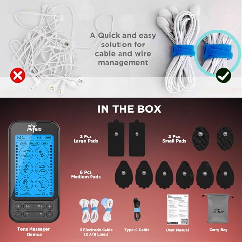 Image of Dr Physio USA 1050 Dual Channel TENS Massager for Pain Relief, Period Pain, Rechargeable Electrical Muscle Stimulation EMS Pulse Impulse Full Body Massager Machine