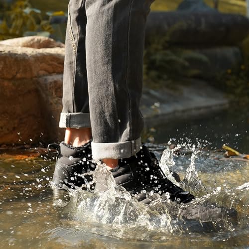 Image of Men's and Women's Barefoot Hiking Boots | Zero Drop Winter Snow Boots with Wide Toe Box | Slip-On Waterproof Ankle Booties | Minimalist Five-Finger Sneakers for Outdoor Hiking and Walking