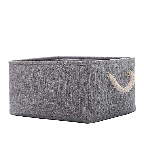 CREADARD Fabric Storage Basket, Foldable Linen Storage Box for Nursery and Home, Collapsible Canvas Shelf Basket for Wardrobe or Bedroom, Grey