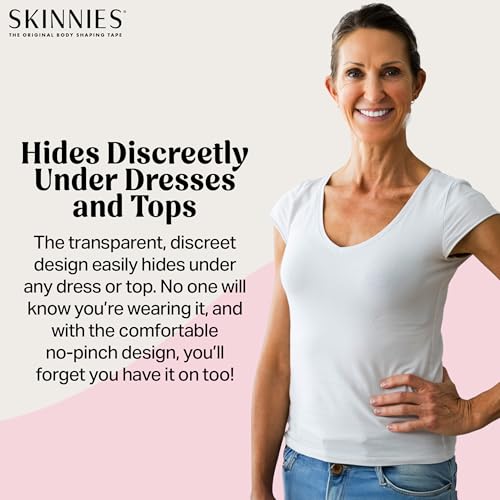 Skinnies Instant Lifts Tummy Tuck Tape - Patented & Made in USA - Slim Belly 3-4 Inches Instantly - Clear No-Pinch Adhesive Strips, Sweatproof and All-Day Wear Body Tape for Women - 5 Pack4