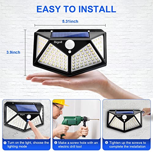 Solar Outdoor Lights 6 Pack, Wall Lights Solar Powered IP65 Waterproof, 100LED/3 Modes 270° Lighting Angle Motion Sensor Security Lights, Bright for Backyard Garden Fence Patio Front Door