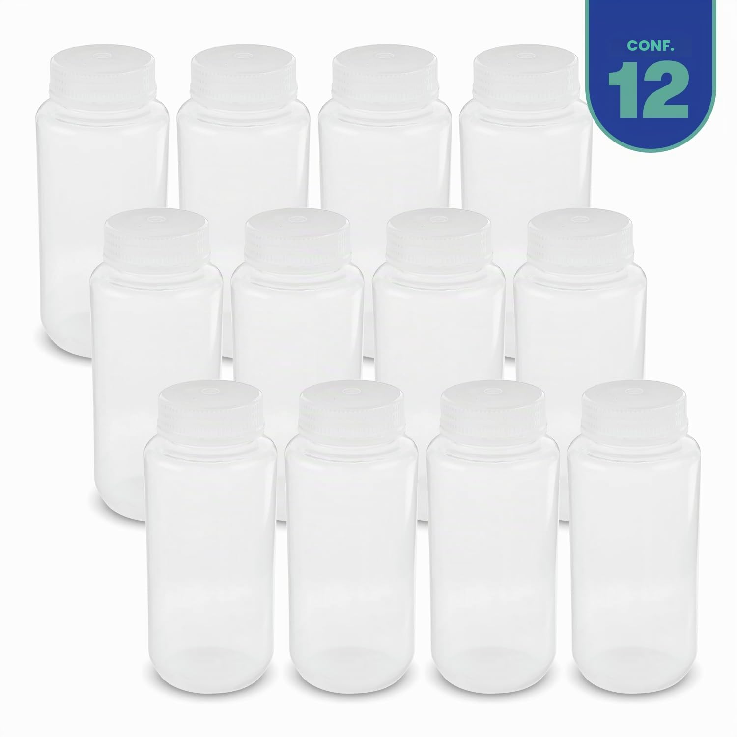 United Scientific 33309 - Flaconi per reagenti a bocca larga, in polipropilene, capacità 500 ml, confezione da 12