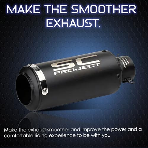 Image of OTOROYS Mini Black Bike Exhaust Slip-on System Silencer | S-C Projection Segment Exhaust | Modified Sports Motorcycle Muffler for KTM, Yamaha, TVS, Suzuki, Bajaj and Hero | Universal Fit