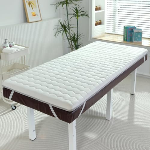 ksxnkhk Colchón de Espuma viscoelástica para salón de Belleza, Color Blanco, 190 x 70 cm (S), Grosor de 4 cm, con Correa elástica, Almohadilla Antideslizante para masajes.