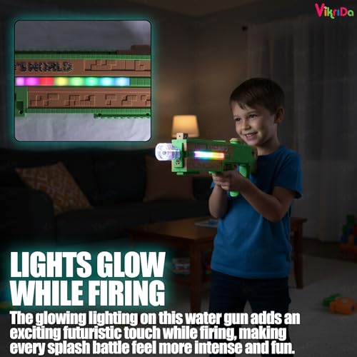 Image of VikriDA Automatic Electric Water Cannon with Continuous Firing & LED Lights Durable Plastic Long-Range Water Blaster for Kids Great for Beach Fun,Poolside Splash Games & Outdoor Summer Activities