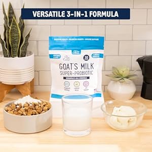 iHeartDogs Goat’s Milk for Dogs & Cats – 3-in-1 Food Topper Powder, Liquid Milk or Dog Ice Cream – Powdered Goat Milk with Probiotics
