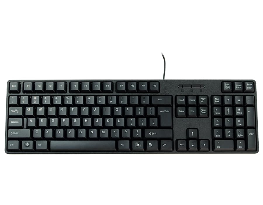 HDWR typerCLAW-PC100 ergonomiczna i trwała, czarna klawiatura przewodowa, multimedialna, klawiatura numeryczna, USB 3.0, Plug & Play dla Windows