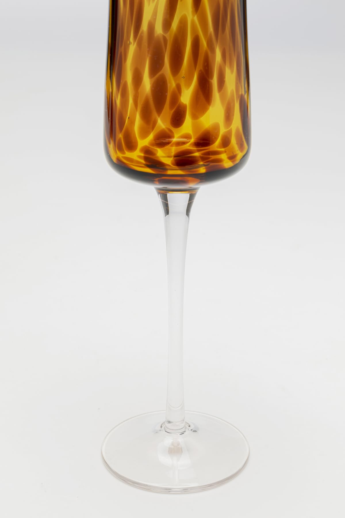 Kare Design Sektglas Caramel, Gläser-Set, 4-teilig, Braun, 210ml, Glas mit Goldrand und geflecktem Muster, Eleganter Champagnerkelch, Modernes Glas für Sekt & Prosecco