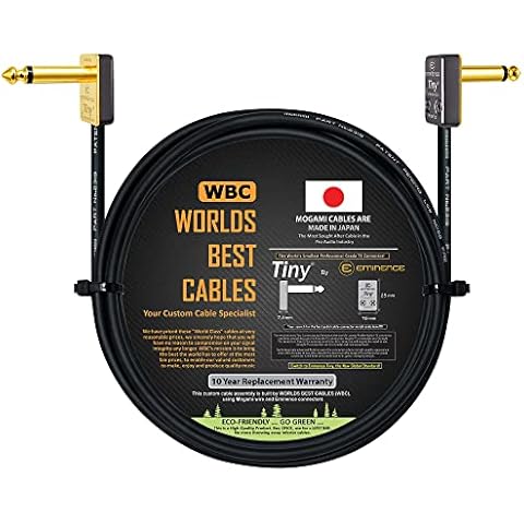 WORLDS BEST CABLES 2 Foot – Pedal, Effects, Patch, Instrument Cable Custom Made Using Mogami 2319 Wire & Eminence Tiny Gold-Plated Angled TS Connectors Cover