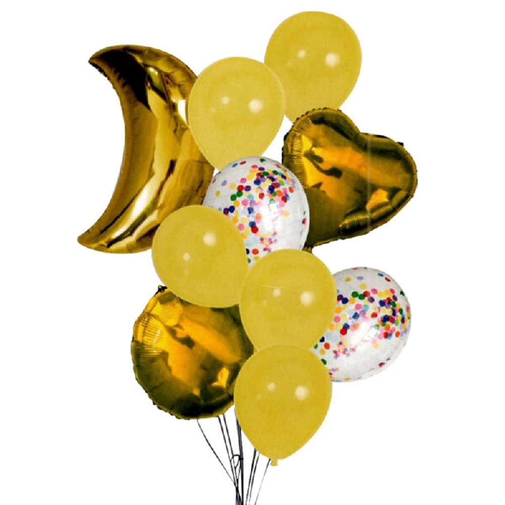 FunBlast Set of 10 Golden Party Decorations Balloons Birthday Party/Anniversary celebration
