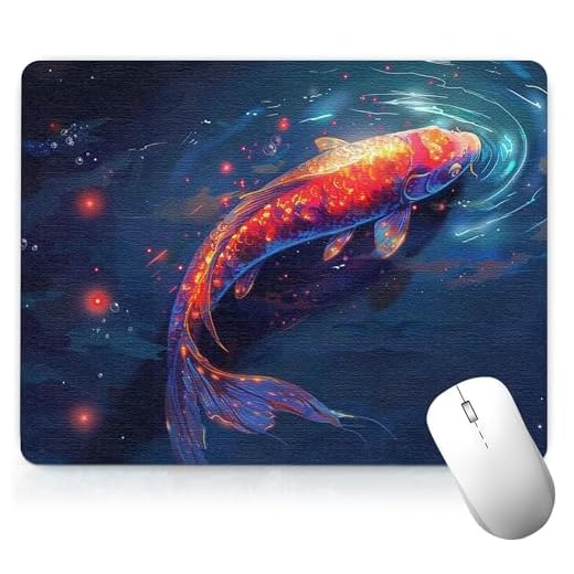 Leather Fish Desk Pad, Colorful Art Mouse Pad Computer Keyboard Gaming Mousepad Waterproof Desktop Protector & Cover, Decorative PU Leather Laptop Mouse Mat Office Decor 7.87 x 9.84 inch A38