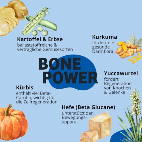 BugBell Softe Knabbersticks für Hunde 60g, Knochen & Gelenke, Fettreduziert & Pflanzlich, zur Unterstützung der Mobilität, Yuccawurzel, Kurkuma