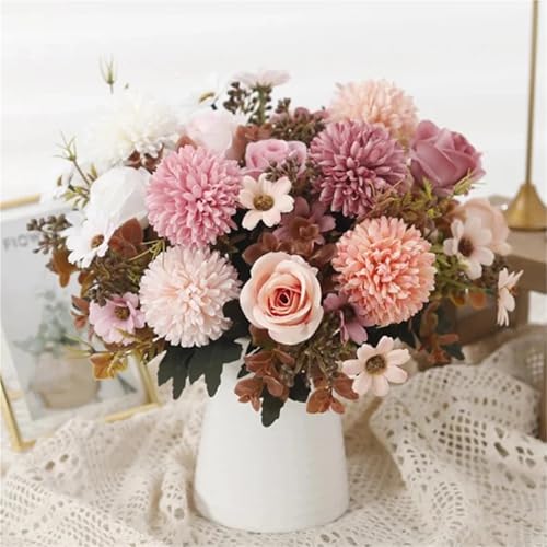 Ramo de rosas de seda artificiales decorativas con acabado realista 4