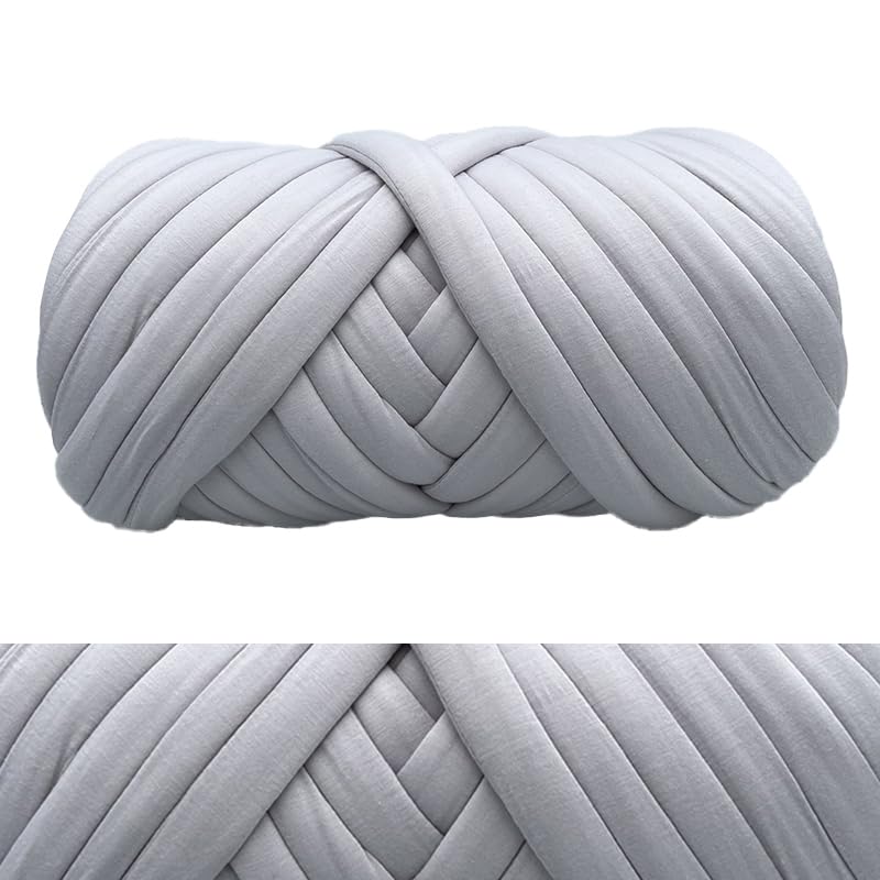 Gruba przędza bawełniana, Gruba włóczka do robienia na drutach, zestaw 2 sztuk, 500 g, wielokolorowa(Grey)