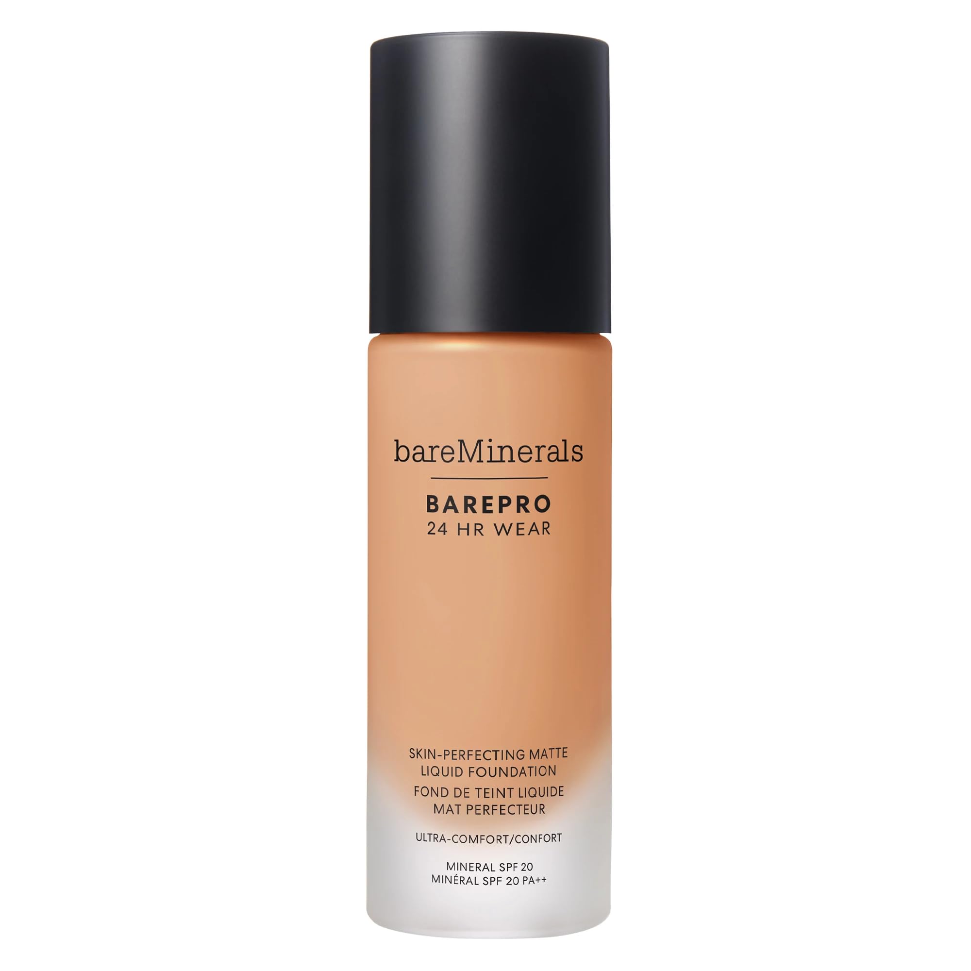 bareMinerals Barepro Performance Wear Liquid Foundation SPF 20, Breathable Makeup for Face, Full Coverage, 24HR Wear, Natural Matte Finish, Vegan 24 Med. 37 Warm 1 Fl Oz (Pack of 1)