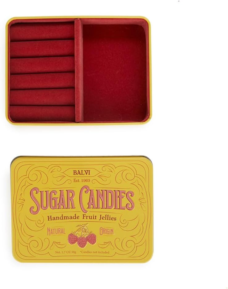 Balvi Sugar Candies Jewelry Box Yellow Simulates a Tin/Velvet Candy Box, Gift