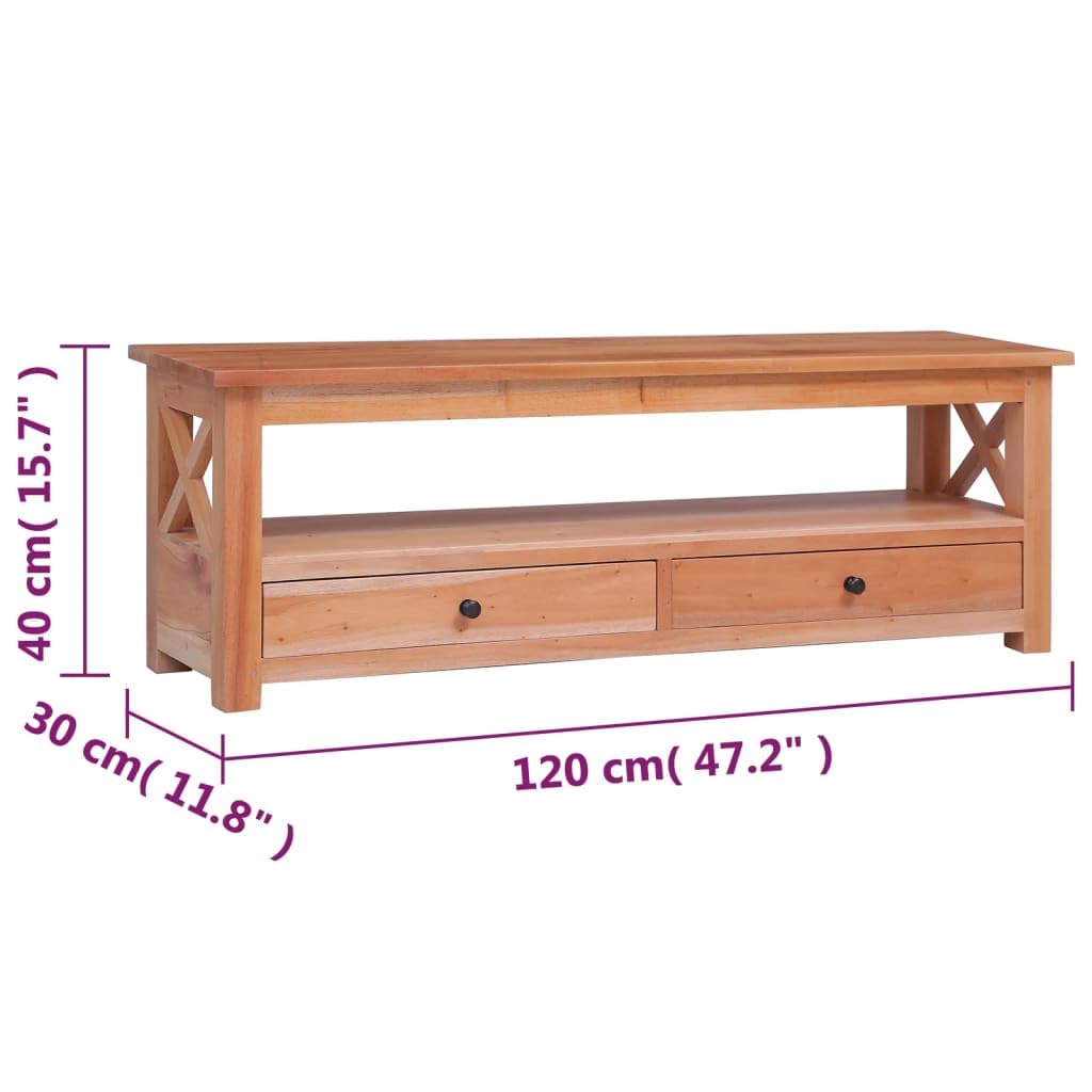vidaXL Meuble TV Armoire Basse avec 2 Tiroirs et Une Etagère Multimédia Salon Salle de Séjour Maison Intérieur 120x30x40 cm Bois d'Acajou Massif