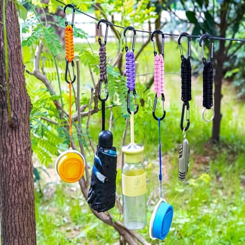 Image of BRAVESHINE Paracord Keychain Carabiner Clip, D Ring Lanyard Hanger Stroller Hook for Water Bottle, Key, Backpacks, Men, Women