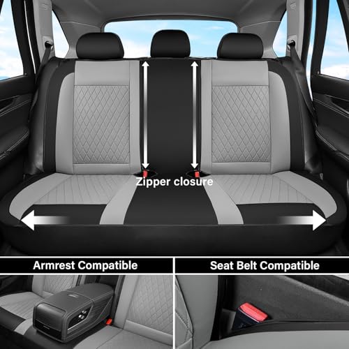 Image of Coverado Universal Leather Seat Covers Full Set for 5 Seats - Waterproof, Durable All-Weather Protector for SUV, Pickup Truck, Sedan （Black&Gray）