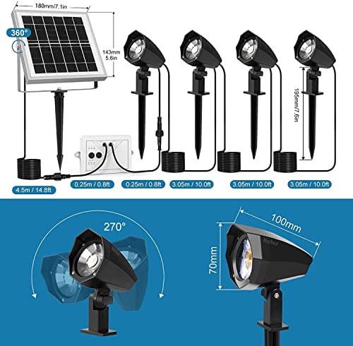MEIHUA Solar Strahler 4 Stück Solar Gartenleuchte IP66 Wasserdichte