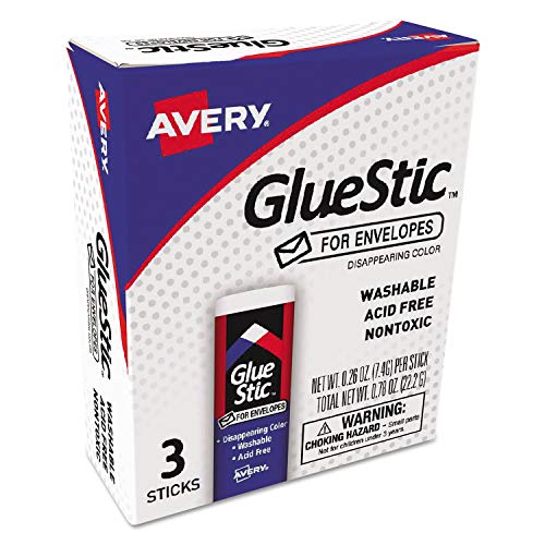 Avery 00134 Glue Stic for Envelopes.26 oz, Stick, 3/Pack