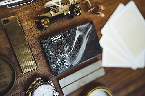 Image of Ridge Wallet for Men - Slim Minimalist Compact Wallet and Card Holder, RFID Protected Front Pocket Wallets for Men with Integrated Cash Strap, Half Dome - Topographic, One Size, Hex Ridge