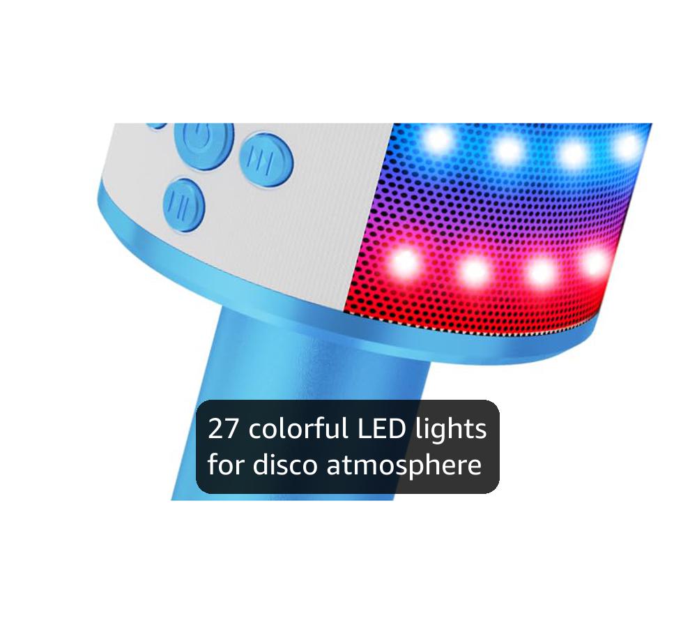 BONAOK Karaoke Microphone for Kids & Adults - Bluetooth Microphones Singing Mic with Disco Lights, Echo Effect, Built-in Speaker Portable Karaoke Player for Party Travel Gifts Q78(Blue)