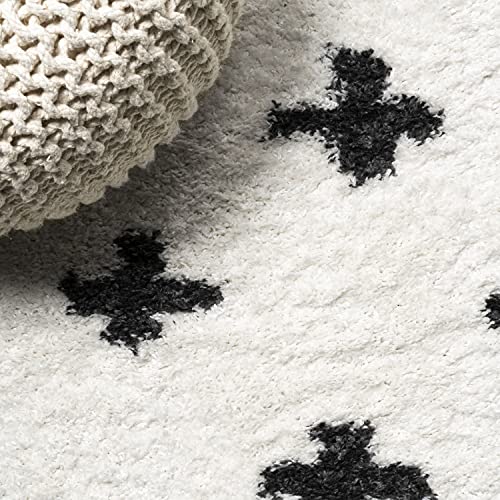 Tapete geométrico shag blanco/gris 3x5 JONATHAN Y miniatura 4