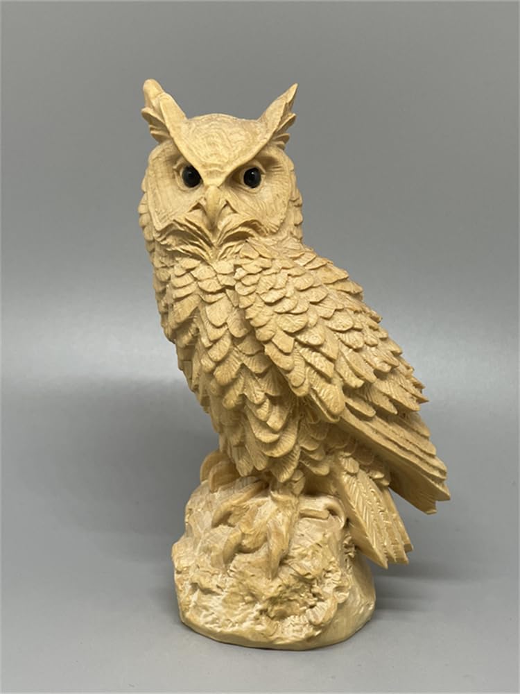 Amazon.co.jp: 小葉黄楊木 木彫り 置物 【夜警見守】ふくろう