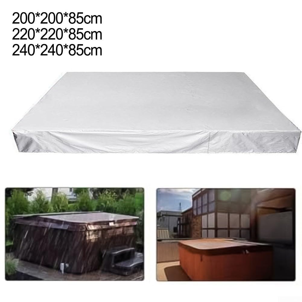 Wodoodporna izolacja termiczna, pokrowiec spa, duży, kwadratowy, 210D, tkanina Oxford, ochraniacz do wanny z hydromasażem (240 x 240 x 85 cm) pokrowiec na jacuzzi na zewnątrz