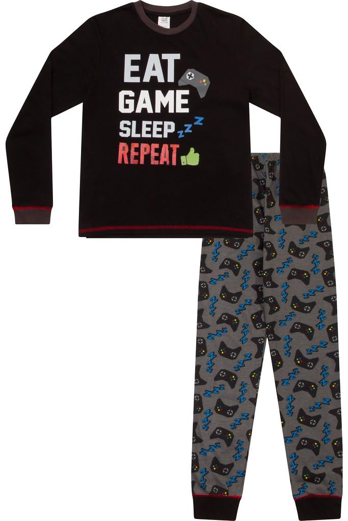 Boys Eat Game Sleep Controller Long Pyjama Set Kids Gaming Pyjamas 8 to 16 Years
