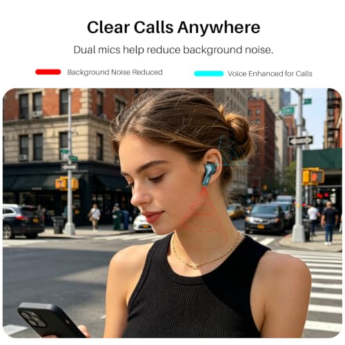 Image of TOZO T20 Wireless Earbuds, Bluetooth 5.3 Headphones with 97H Playtime, IPX8 Waterproof, Dual Mic ENC Call Noise Cancelling, Deep Bass Sound, LED Display, Wireless Charging Case