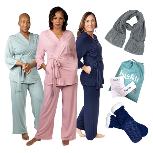 Pajamas with Mastectomy Drain Pockets + Slippers + Socks | Post Surgery Cancer Tummy Tuck Hysterectomy Recovery Must Haves