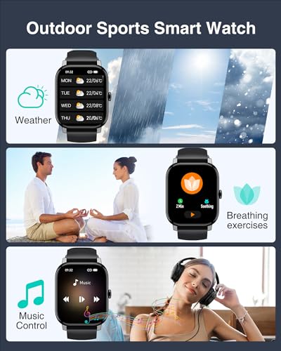 Smart Watch for Men Women Bluetooth Call -1.85" Fitness Watch with Heart Rate Sleep SpO2 Monitor, 100+ Sports, Step Counter, IP68 Waterproof, Notification, Mens Watch for Android IOS, Gifts for Him - Image 4