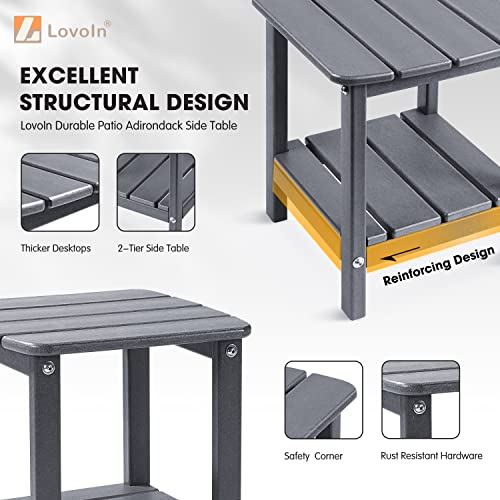 Lovoin Adirondack Table Square Outdoor Side Table, Poly Lumber End Tables For Patio, Backyard, Pool, Indoor Outdoor Companion, Easy Maintenance & Weather Resistant (Grey) #TOP3