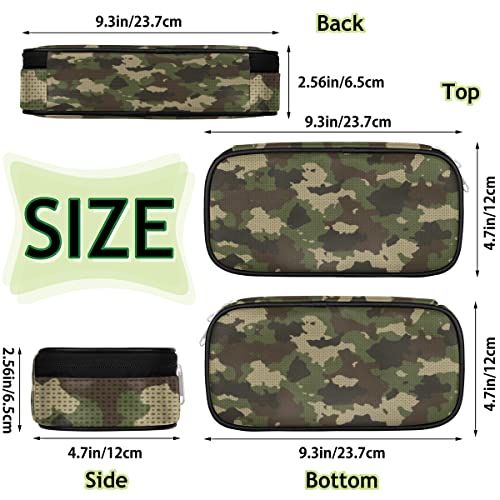 Image of Pardick Green Camouflage Big Capacity Pencil Pen Case Camo Print Large Pencil Pouch with Zipper Compartments Pencil Bag for Boys Girls Adults Student Office School Supplies