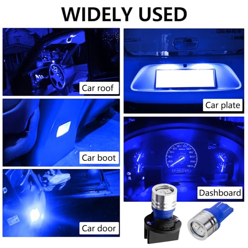 6 Bombillas LED para auto T10 Sky Blue paquete 6 piezas miniatura 6